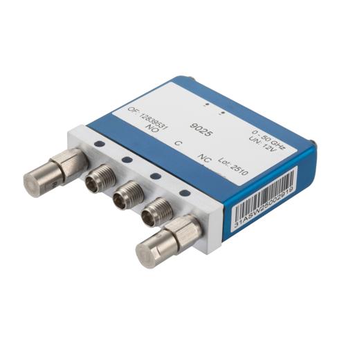 SPDT Failsafe DC to 50 GHz Electromechanical Relay Switch, Terminated, 80W, 2M Lifecycles, 12 V, Solder Terminal, 2.4mm FMSW9025