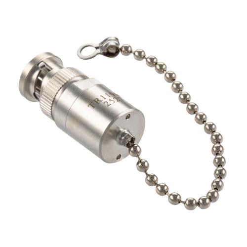 BNC Male (Plug) RF Termination (Load) with Chain, 2 Watt, DC to 12 GHz, 75 Ohm, Brass FMTR1190C