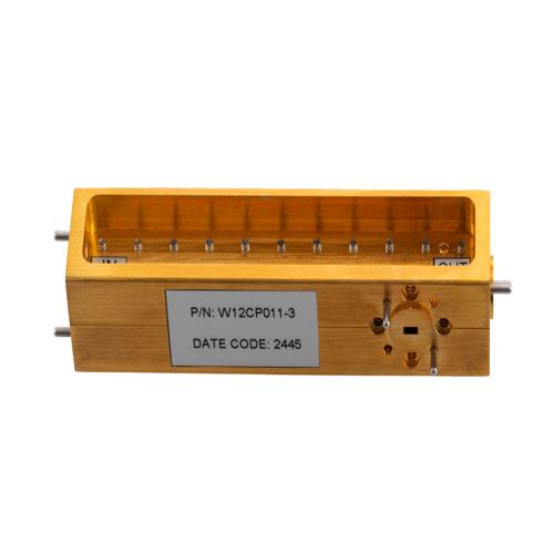 3 dB WR-12 Waveguide Broadwall Coupler with UG-387/U Round Cover Flange and H-Plane Coupled Port from 60 GHz to 90 GHz in Brass Copper FMW12CP011-3