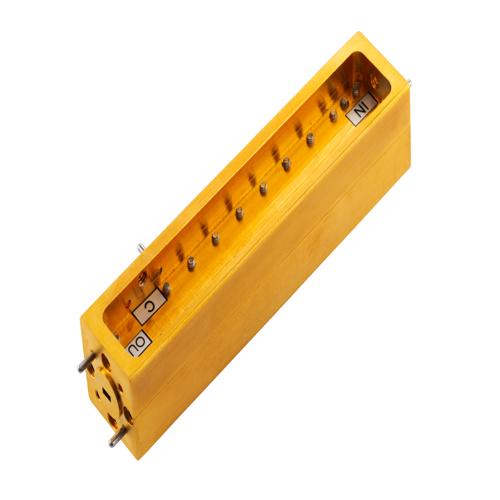 3 dB WR-12 Waveguide Broadwall Coupler with UG-387/U Round Cover Flange and H-Plane Coupled Port from 60 GHz to 90 GHz in Brass Copper FMW12CP011-3