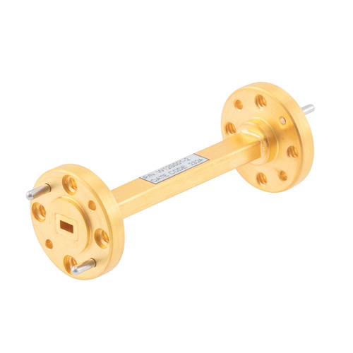WR-12 Waveguide Section 2 Inch Length Using UG-387/U Round Cover Flange from 60 GHz to 90 GHz in Brass FMW12S001-2