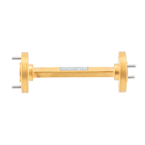 WR-12 Waveguide Section 2 Inch Length Using UG-387/U Round Cover Flange from 60 GHz to 90 GHz in Brass FMW12S001-2
