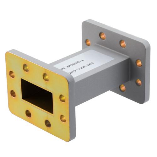 WR-159 Waveguide Section 4 Inch Straight Length, UG Cover and Grooved Flanges from 4.64 GHz to 7.05 GHz FMW159S001-4