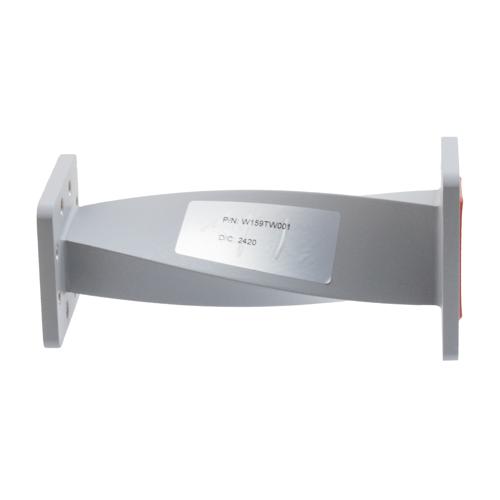 WR-159 90 Degree Waveguide Right Hand Twist Using a UG Cover And Grooved Flanges And a 4.64 GHz to 7.05 GHz Frequency Range FMW159TW001