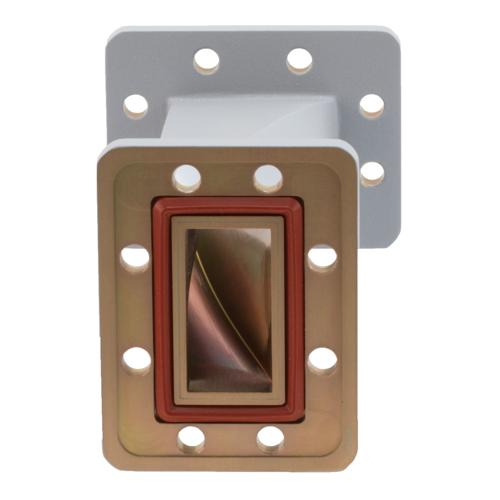 WR-159 90 Degree Waveguide Right Hand Twist Using a UG Cover And Grooved Flanges And a 4.64 GHz to 7.05 GHz Frequency Range FMW159TW001