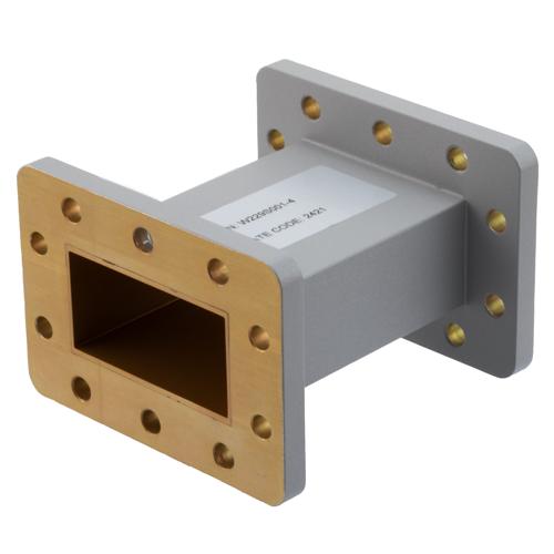 WR-229 Waveguide Section 4 Inch Straight Length, UG Cover and Grooved Flanges from 3.3 GHz to 4.9 GHz FMW229S001-4