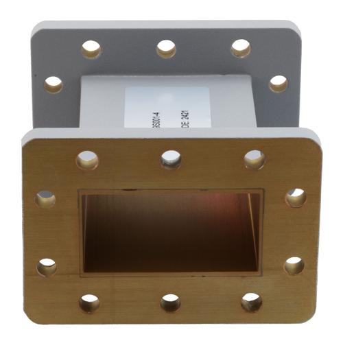 WR-229 Waveguide Section 4 Inch Straight Length, UG Cover and Grooved Flanges from 3.3 GHz to 4.9 GHz FMW229S001-4