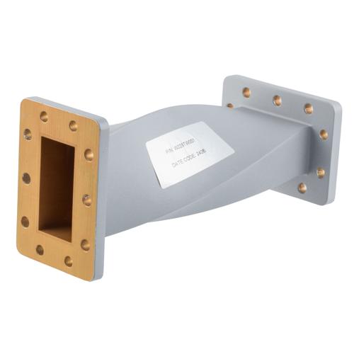 WR-229 90 Degree Waveguide Right Hand Twist Using a UG Cover And Grooved Flanges And a  3.22 GHz to 4.9 GHz Frequency Range FMW229TW001