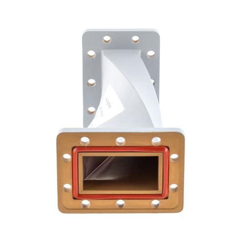 WR-229 90 Degree Waveguide Right Hand Twist Using a UG Cover And Grooved Flanges And a  3.22 GHz to 4.9 GHz Frequency Range FMW229TW001