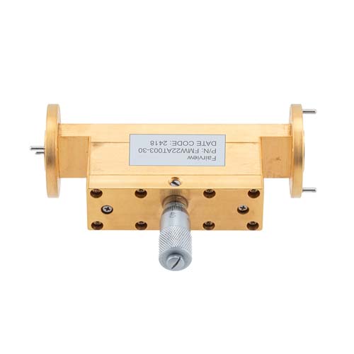 WR-22 Waveguide Continuously Variable Attenuator with Dial 0 to 30 dB Operating from 33 GHz to 50 GHz, UG-383/U Round Cover Flange FMW22AT003-30