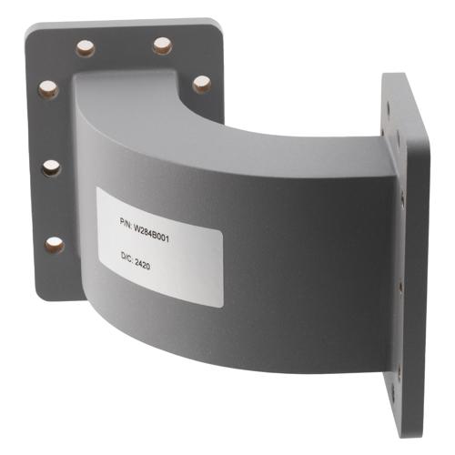 WR-284 Waveguide E-Bend using UG Cover and Grooved Flanges with a 2.6 GHz to 3.95 GHz Frequency Range FMW284B001
