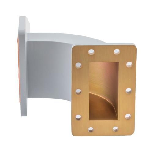 WR-284 Waveguide E-Bend using UG Cover and Grooved Flanges with a 2.6 GHz to 3.95 GHz Frequency Range FMW284B001