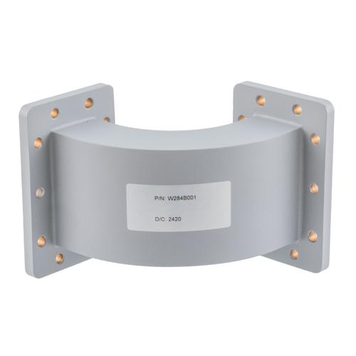 WR-284 Waveguide E-Bend using UG Cover and Grooved Flanges with a 2.6 GHz to 3.95 GHz Frequency Range FMW284B001