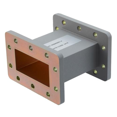 WR-284 Waveguide Section 4 Inch Straight Length, UG Cover and Grooved Flanges from 2.6 GHz to 3.95 GHz FMW284S001-4