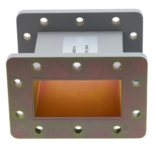 WR-284 Waveguide Section 4 Inch Straight Length, UG Cover and Grooved Flanges from 2.6 GHz to 3.95 GHz FMW284S001-4