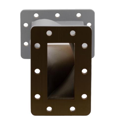 WR-284 90 Degree Waveguide Right Hand Twist Using a UG Cover And Grooved Flanges And a 2.6 GHz to 3.95 GHz Frequency Range FMW284TW001