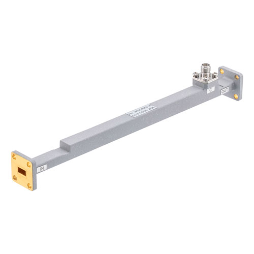 10 dB WR-28 Waveguide Broadwall Coupler with UG Cover Flange and 2.92mm Female Coupled Port from 26.5 GHz to 40 GHz in Copper FMW28CP005-10