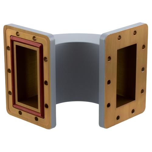 WR-340 Waveguide E-Bend using UG Cover and Grooved Flanges with a 2.17 GHz to 3.3 GHz Frequency Range FMW340B001