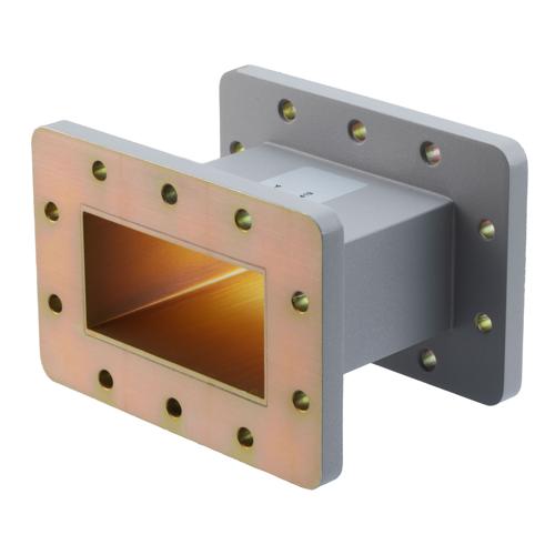 WR-340 Waveguide Section 4 Inch Straight Length, UG Cover and Grooved Flanges from 2.17 GHz to 3.3 GHz FMW340S001-4
