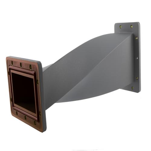 WR-430 90 Degree Waveguide Right Hand Twist Using a UG Cover And Grooved Flanges And a 1.72 GHz to 2.61 GHz Frequency Range FMW430TW001