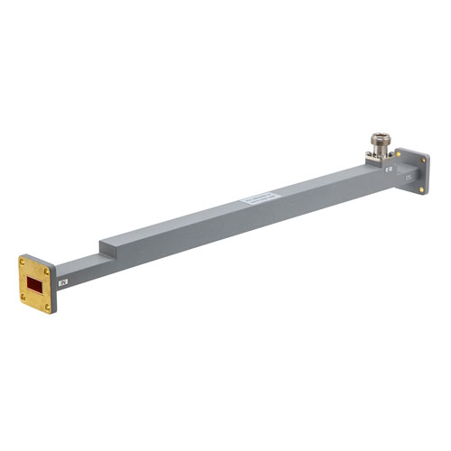 10 dB WR-62 Waveguide Broadwall Coupler with UG Cover Flange and N-Type Female Coupled Port from 11.9 GHz to 18 GHz in Copper FMW62CP001-10