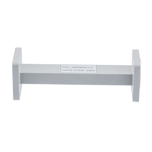 WR-62 Waveguide Section 4 Inch Length Using UG Square Cover and Grooved Flange from 11.9 GHz to 18 GHz in Brass FMW62S001-4