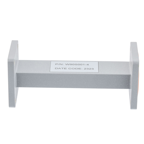 WR-90 Waveguide Section 4 Inch Length Using UG Square Cover and Grooved Flange from 8.2 GHz to 12.5 GHz in Brass FMW90S001-4