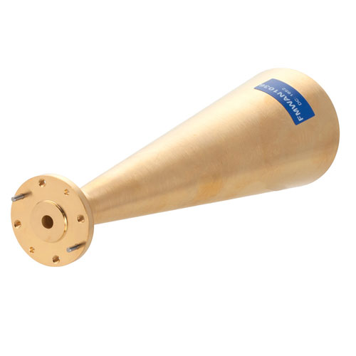 Conical Gain Horn Waveguide Antenna, WR-19, 50 GHz to 58 GHz, UG-383/U-Mod Round Cover Flange, 25 dBi Nominal Gain FMWAN1036