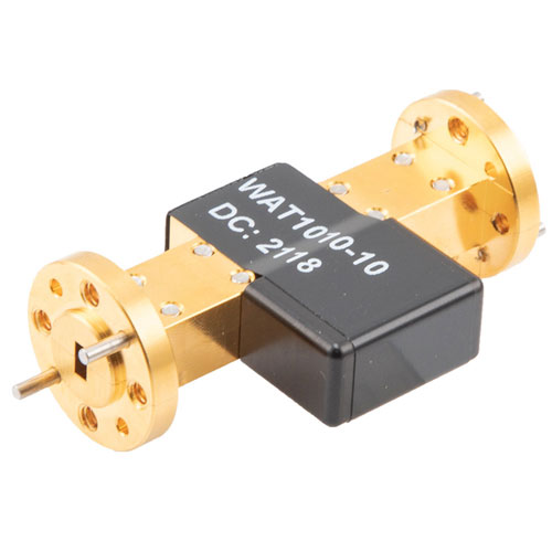 WR-15 Waveguide Attenuator Fixed 10 dB Operating from 50 GHz to 75 GHz, UG-385/U Round Cover Flange, 2W Max Power FMWAT1010-10