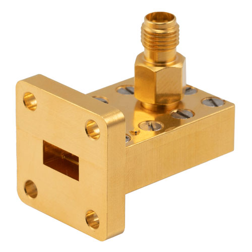 WR-34 to 2.92mm Female Waveguide to Coax Adapter UBR260 with 21.7 GHz to 33 GHz in Brass FMWCA1102