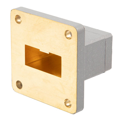 WR-90 to SMA Female End Launch Waveguide to Coax Adapter UBR100 with 8.2 GHz to 12.4 GHz in Brass FMWCA1107