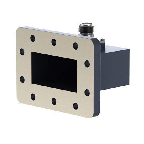 WR-229 Waveguide to Coax Adapter with a CPR-229F flange and N Type Female Connector, Operating from 3.22 GHz to 4.9 GHz FMWCA1124