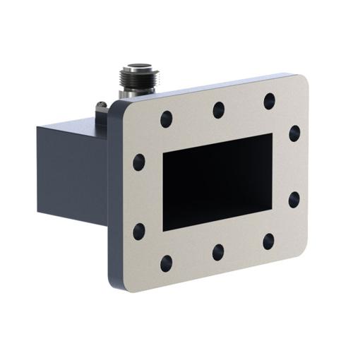 WR-229 Waveguide to Coax Adapter with a CPR-229F flange and N Type Female Connector, Operating from 3.22 GHz to 4.9 GHz FMWCA1124