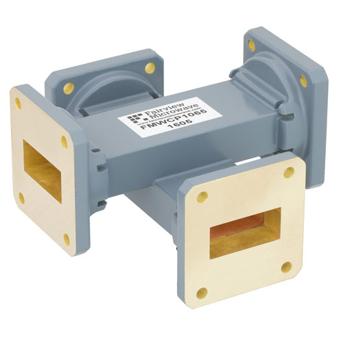 40 dB WR-112 Waveguide Crossguide Coupler with UG-51/U Square Cover Flange from 7.05 GHz to 10 GHz in Copper Alloy FMWCP1065