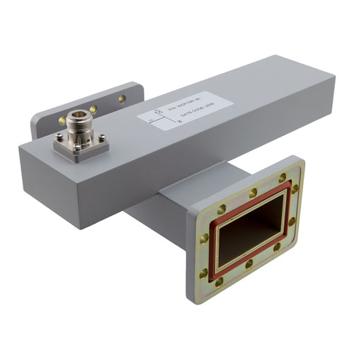 40 dB WR-229 Waveguide Crossguide Coupler with CPR-229G Flange and N Female Coupled Port from 3.22 GHz to 4.9 GHz in Aluminum FMWCP1081-40
