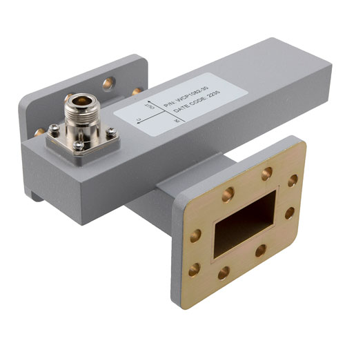 30 dB WR-159 Waveguide Crossguide Coupler with CPR-159F Flange and N Female Coupled Port from 4.64 GHz to 7.05 GHz in Aluminum FMWCP1082-30