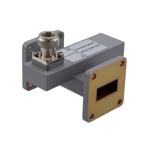 20 dB WR-90 Waveguide Crossguide Coupler with UG Cover Flange and N Female Coupled Port from 9 GHz to 10 GHz in Aluminum FMWCP1084-20
