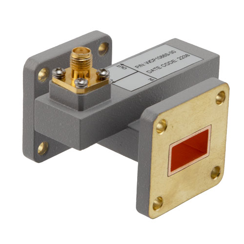 30 dB WR-62 Waveguide Crossguide Coupler with UG Cover Flange and SMA Female Coupled Port from 11.9 GHz to 18 GHz in Brass FMWCP1086S-30