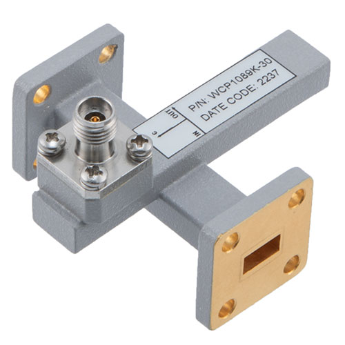 30 dB WR-28 Waveguide Crossguide Coupler with UG Cover Flange and 2.92mm Flange Coupled Port from 26.5 GHz to 40 GHz in Brass FMWCP1089K-30