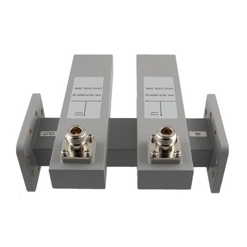 30 dB WR-159 Waveguide Dual Directional Crossguide Coupler with CPR-159F and N Female Coupling Ports from 4.64 GHz to 7.05 GHz in Aluminum FMWCP1090N-30