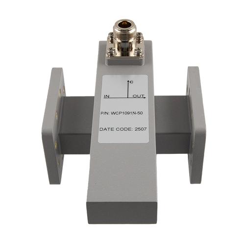 50 dB WR-137 Waveguide Crossguide Coupler with CPR-137F and N Female Coupling Port from 5.38 GHz to 8.17 GHz in Brass FMWCP1091N-50