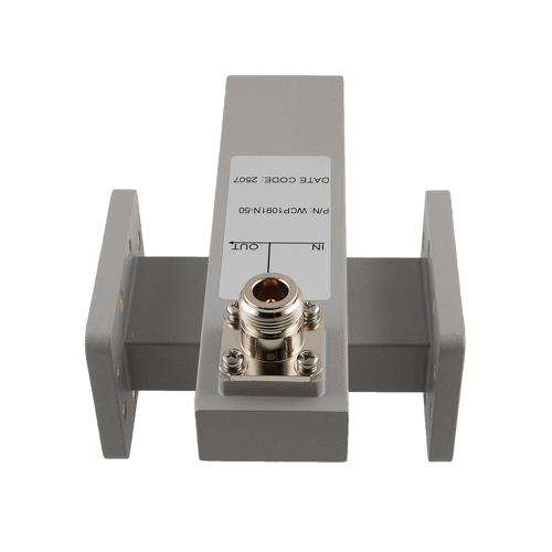 50 dB WR-137 Waveguide Crossguide Coupler with CPR-137F and N Female Coupling Port from 5.38 GHz to 8.17 GHz in Brass FMWCP1091N-50