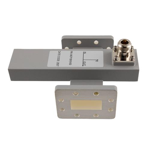 50 dB WR-137 Waveguide Crossguide Coupler with CPR-137F and N Female Coupling Port from 5.38 GHz to 8.17 GHz in Brass FMWCP1091N-50