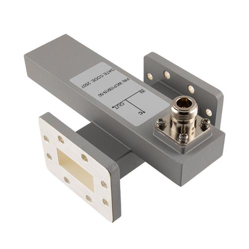50 dB WR-137 Waveguide Crossguide Coupler with CPR-137F and N Female Coupling Port from 5.38 GHz to 8.17 GHz in Brass FMWCP1091N-50