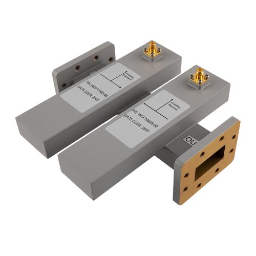50 dB WR-137 Waveguide Dual Directional Crossguide Coupler with CPR-137F and SMA Female Coupling Ports from 5.38 GHz to 8.17 GHz, Aluminum FMWCP1092S-50