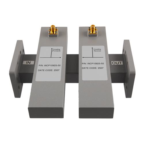50 dB WR-137 Waveguide Dual Directional Crossguide Coupler with CPR-137F and SMA Female Coupling Ports from 5.38 GHz to 8.17 GHz, Aluminum FMWCP1092S-50