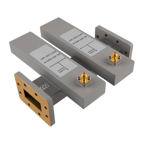50 dB WR-137 Waveguide Dual Directional Crossguide Coupler with CPR-137F and SMA Female Coupling Ports from 5.38 GHz to 8.17 GHz, Aluminum FMWCP1092S-50