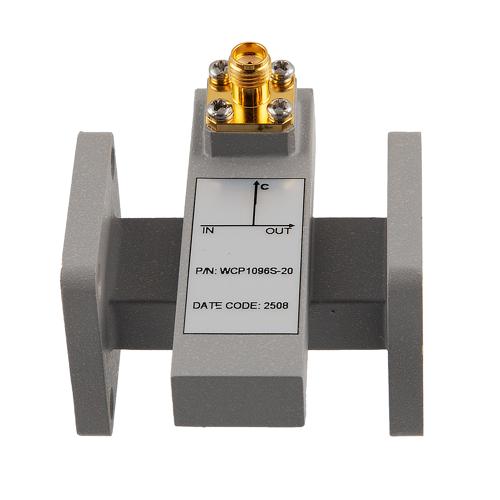 20 dB WR-62 Waveguide Crossguide Coupler with UG-419/U and SMA Female Coupling Port from 13.75 GHz to 14.5 GHz in Brass FMWCP1096S-20