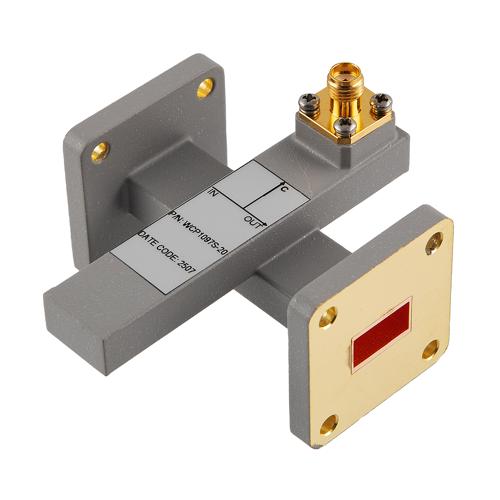 20 dB WR-51 Waveguide Crossguide Coupler with UG Square Flange and SMA Female Coupling Port from 16 GHz to 17.5 GHz in Brass FMWCP1097S-20