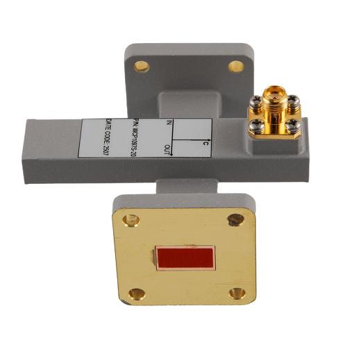20 dB WR-51 Waveguide Crossguide Coupler with UG Square Flange and SMA Female Coupling Port from 16 GHz to 17.5 GHz in Brass FMWCP1097S-20